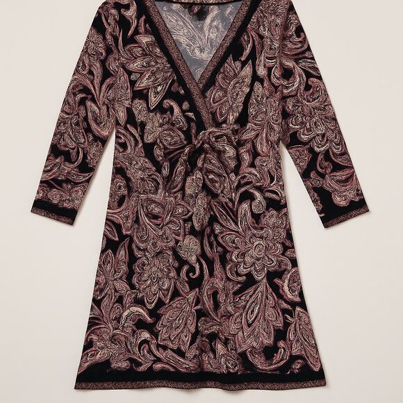 INC International Concepts Paisley Print Tie Front Dress 2XL Long Sleeve Women’s - Picture 2 of 5